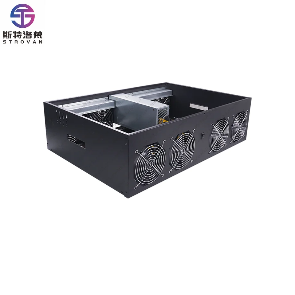 

847s ATX Style Aluminum Alloy 8 GPU Rig Case Frame 65mm Computer Server Chassis USB Ports Includes Power Supply Video Cards 3080