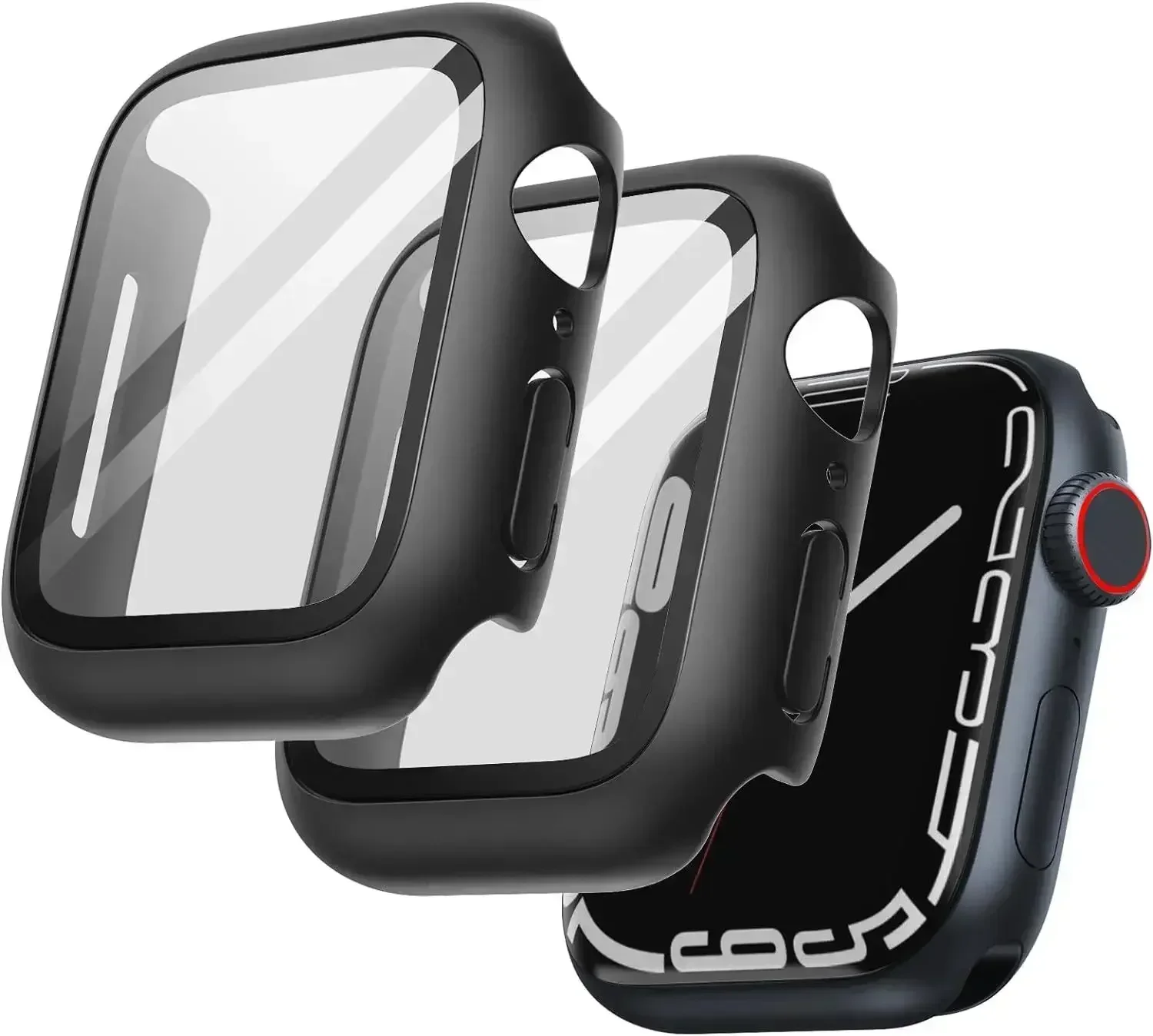 Sarung + kaca temper untuk Apple Watch, casing pelindung layar bumper PC keras Matte Seri 6 5 4 SE 40mm 44mm