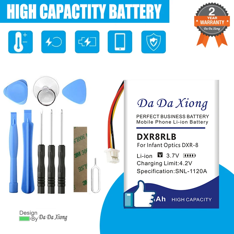 

New DaDaXiong 2600mAh DXR8RLB Replace Battery For Infant Optics DXR-8,DXR8RLB,SP803048 + Free Tools