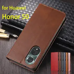 Leather Case for Huawei Honor 50 Honor50 Flip Case Card Holder Holster Magnetic Attraction Cover Case Wallet Case Fundas Coque