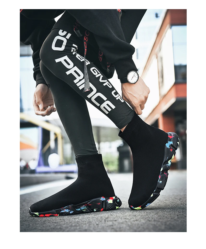 2025, schwarze High-Top-Sneaker für Herren und Damen, klassische Designer-Strick-Freizeit-Sneaker für Herren, modische, bequeme Slip-on-Sportschuhe für Damen – Detail 17