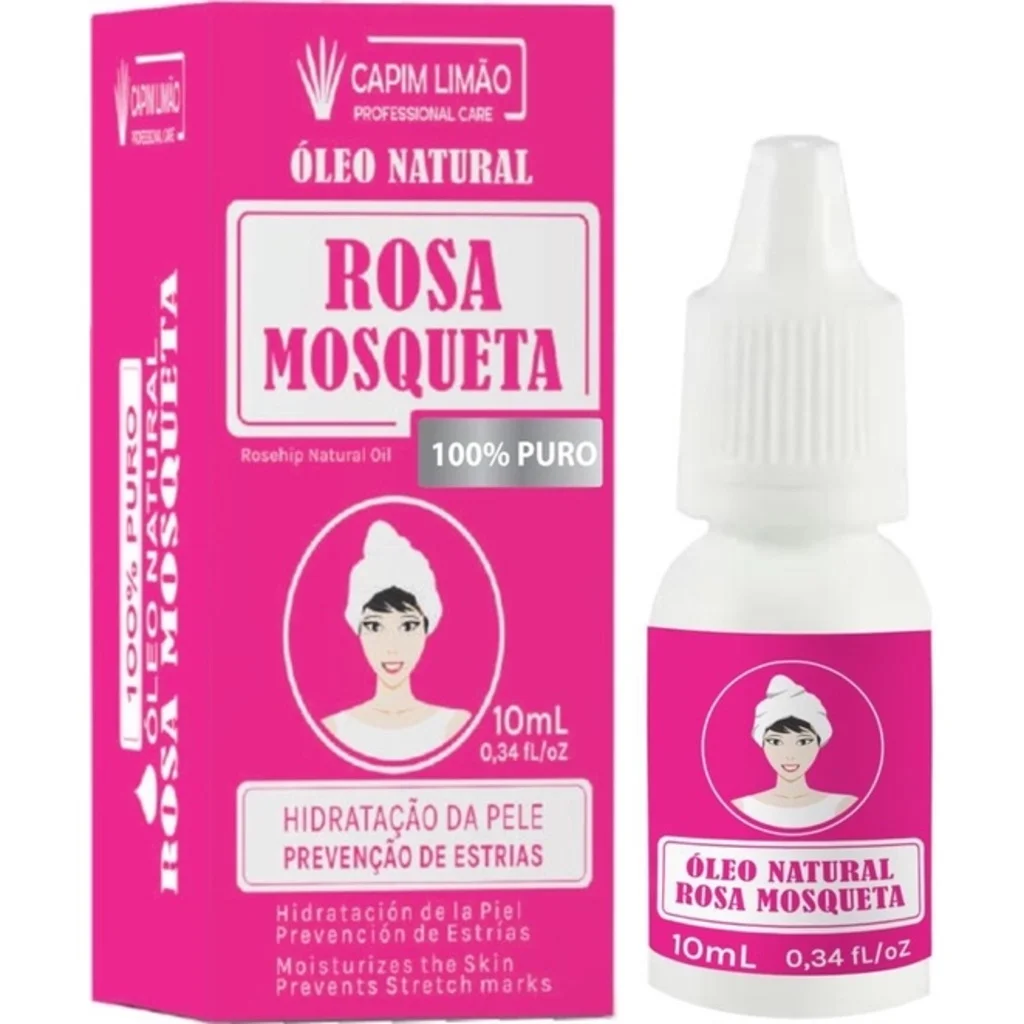 Óleo Rosa Mosqueta 100% Puro Capim Limão Profissional 10ml