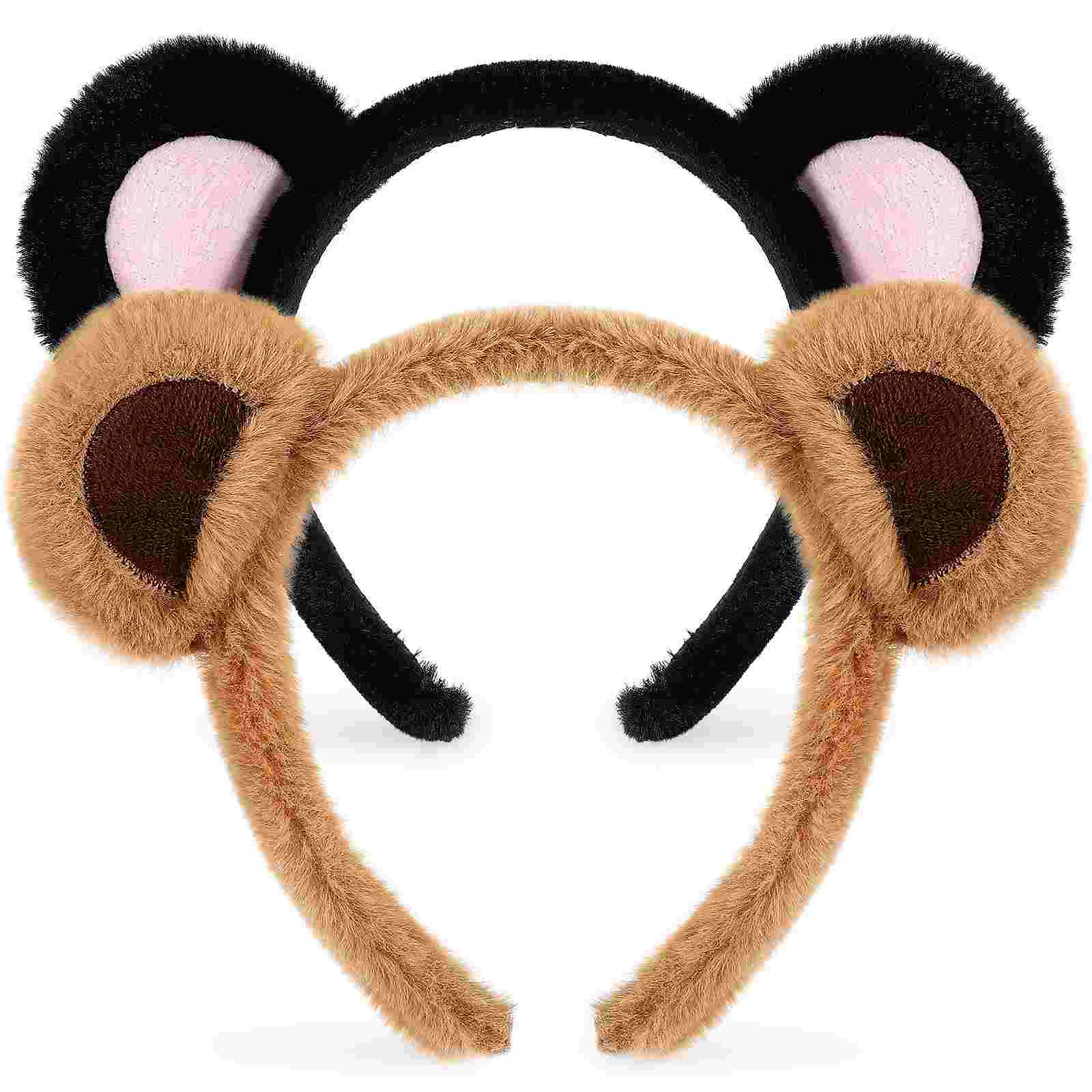 2 Pcs Bear Headband Bear Ears Cute Headband Fuzzy Bear Ears Party Headband Women Cosplay Costume Supplies