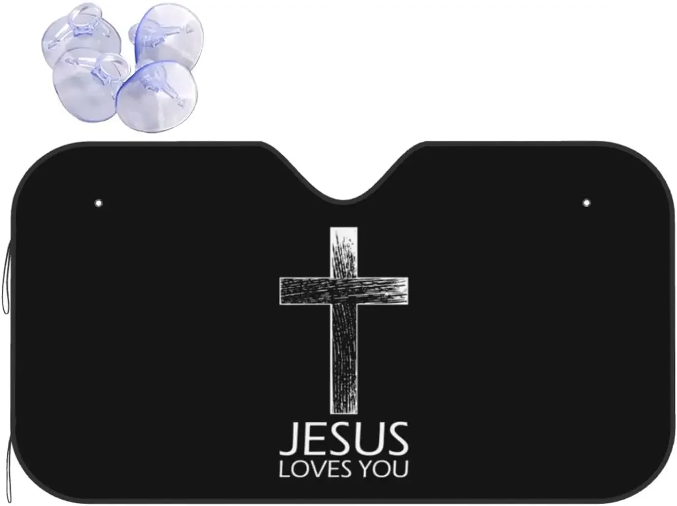 Christian Faith Jesus Loves You Car Sun Shade Front Window Sunshade for Most Sedans SUV Blocks Uv Rays Keep Your Vehicle Cool