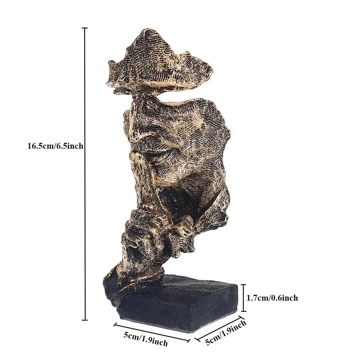 Nórdico simples estatueta abstrata ornamentos, O silêncio é escultura de ouro, Office Home Decoração Acessórios, Modern Art Resin Decor