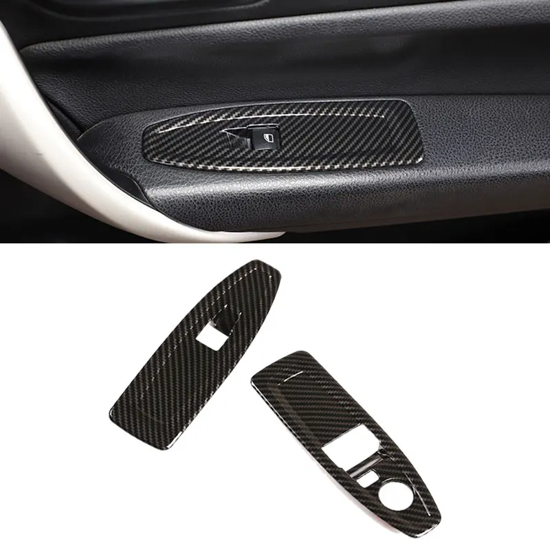 

For BMW 1 2 Series F20 F21 F22 F45 F46 2014 - 2018 2019 ABS Carbon Texture Window Glass Lift Switch Panel Frame Protective Trim