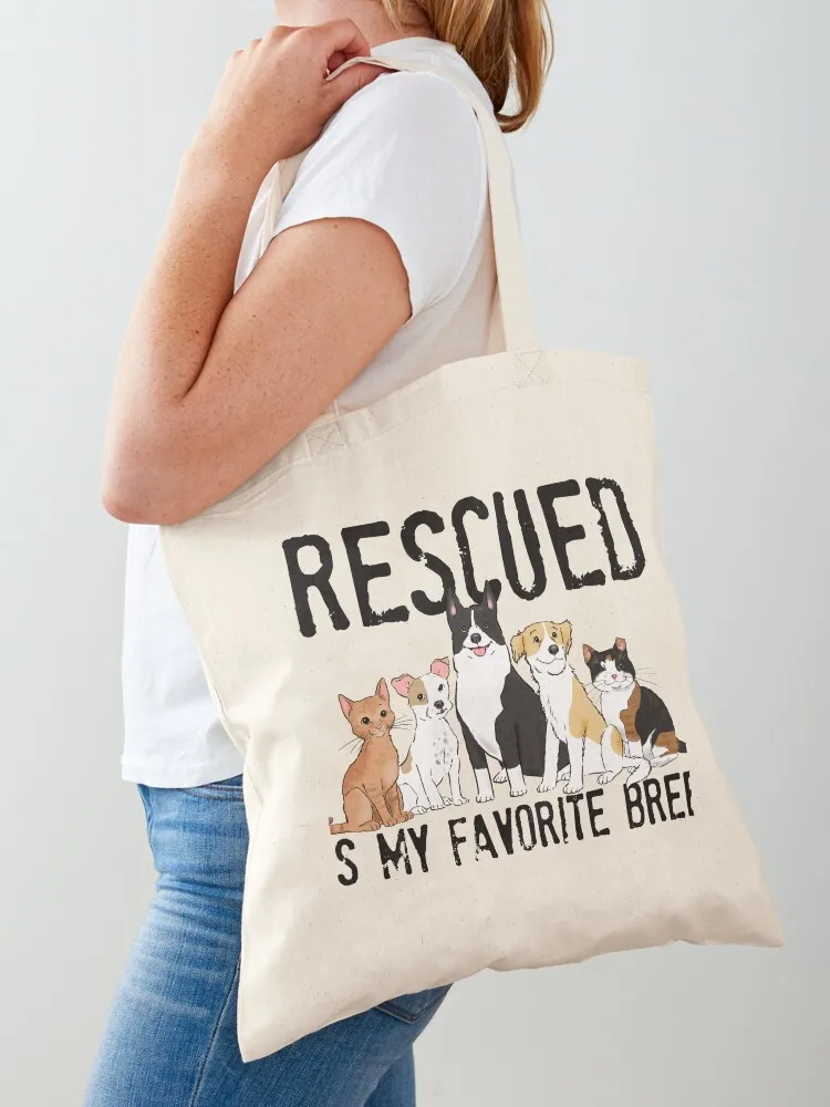 Rescued is My Favorite Breed Tote Bag hand bag cute tote bag personalized tote eco pack