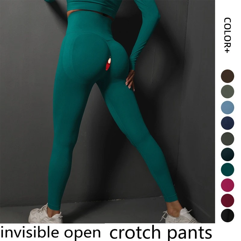 Invisible Crotch Pants, European and American Waist Leggings, Peach Hip Lift Training Yoga Pants for Field Combat, Convenient