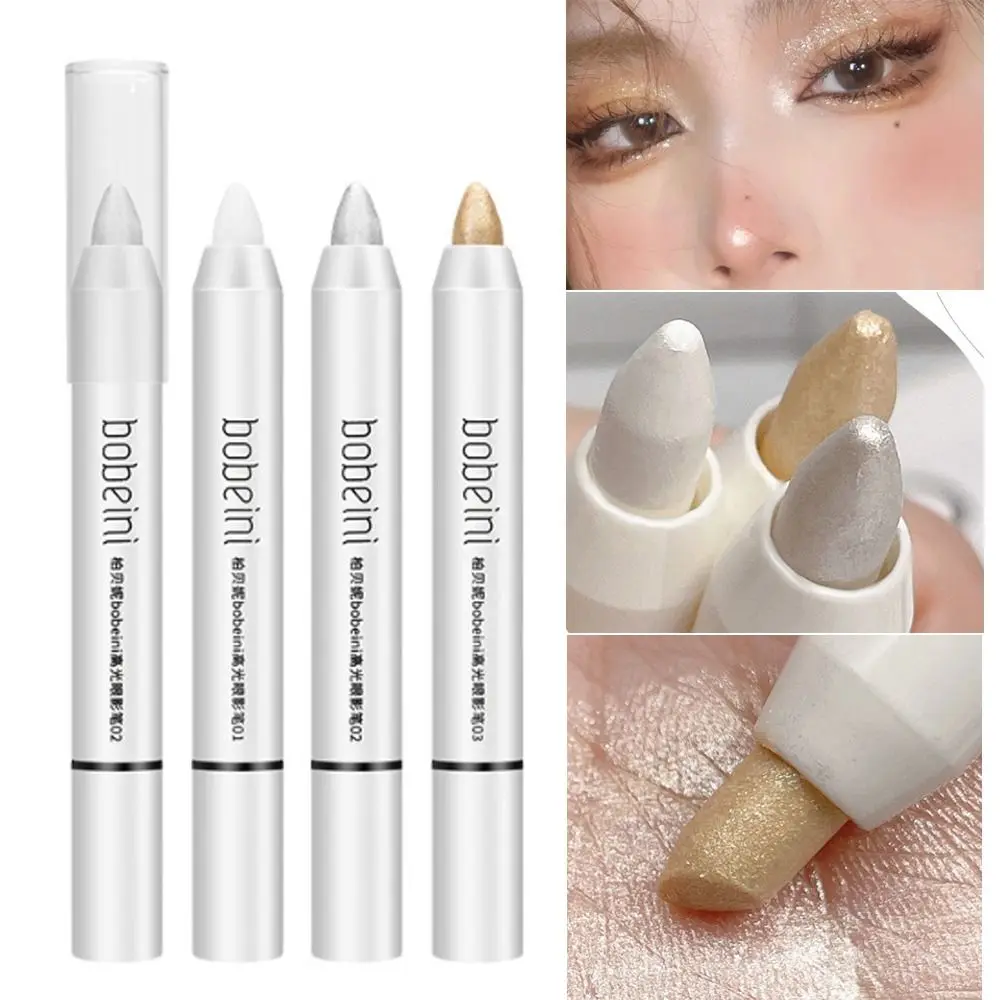 قلم ظلال عيون هايلايت، عصا ظلال عيون تدوم طويلاً، أبيض لامع، هايلايتر حريري متعدد الاستخدامات، أبيض غير لامع