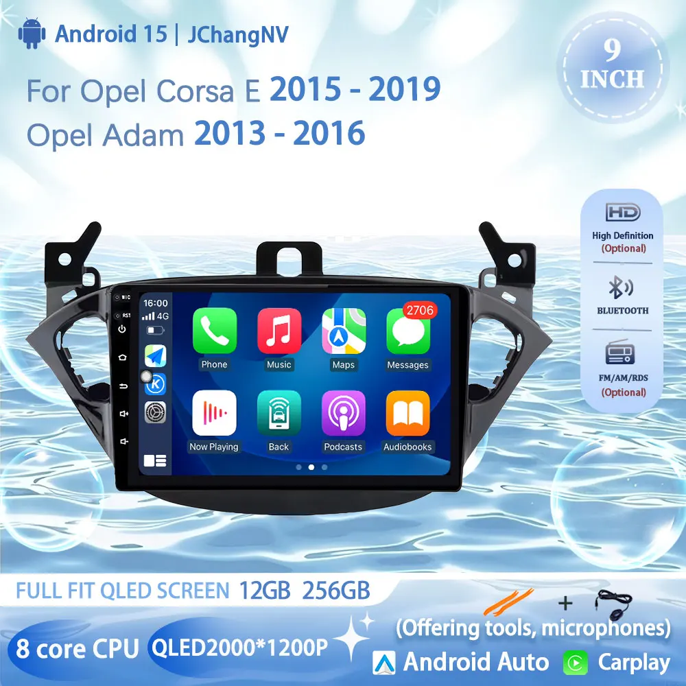 

For Opel Corsa E 2015 - 2019 Opel Adam 2013 - 2016 Android 15 Auto Multimedia Video Player Radio Carplay Car GPS WIFI+4G Stereo