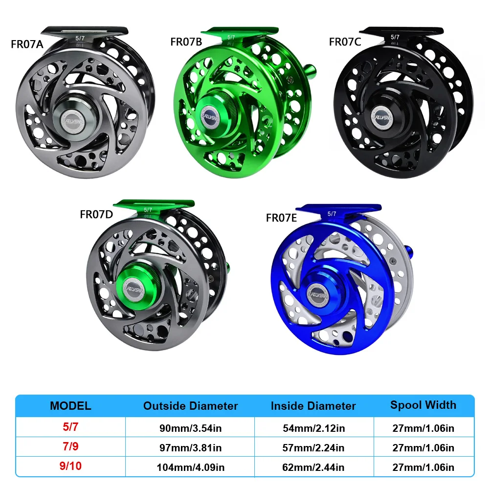 Carrete de pesca con mosca PROBEROS 5/7-7/9-9/10 WT rueda de pesca con mosca de aluminio 2 + 1BB carrete de mosca CNC máquina cortada grande árbol fundición a presión FR07