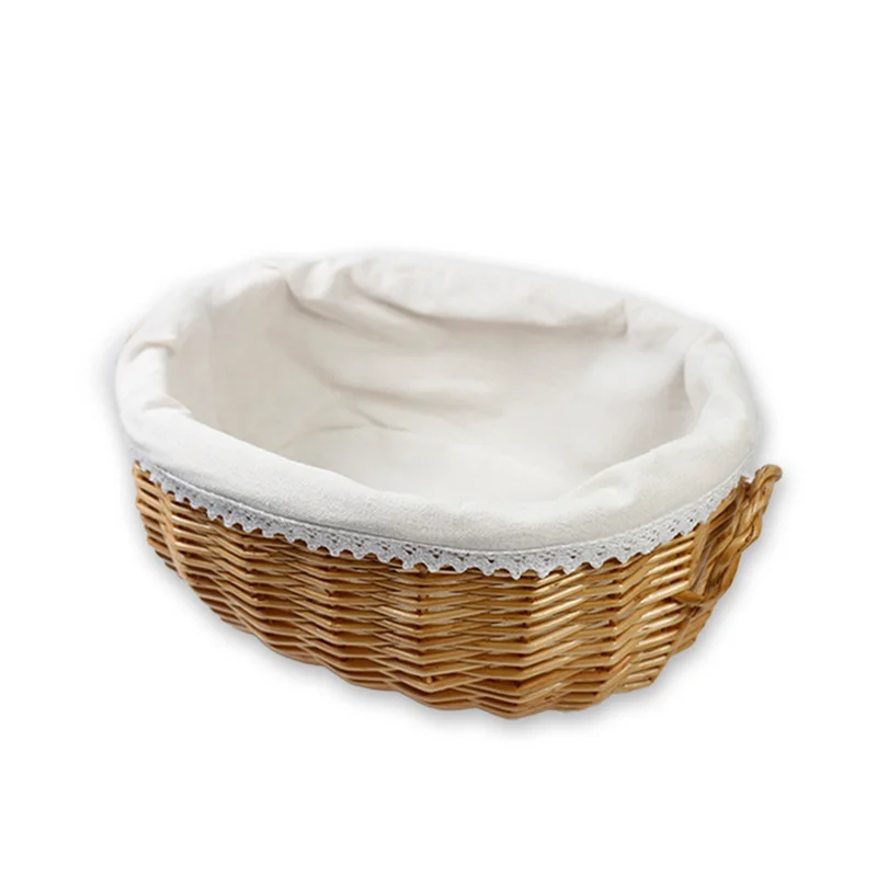 

Handmade Fabric Wicker Storage Woven Basket Home Storage Box Toy Round Basket Kitchen Organizer Household Daily Necessities