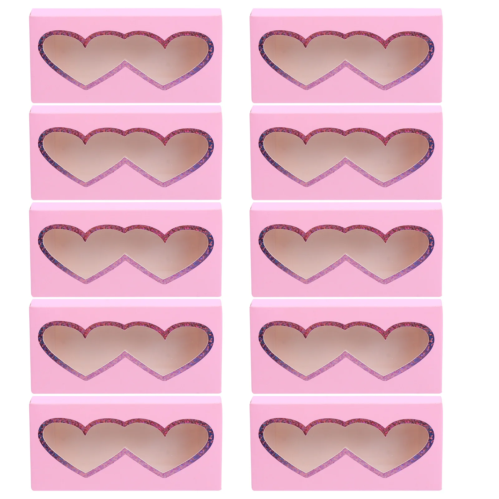 

10Pcs Heart Shape Empty Eyelash Organizer False Eyelash Storage Case Lightweight Lash Case for Daily Makeup Or Salon Use