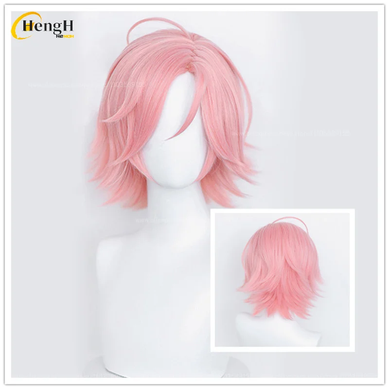 

In Stock Anime Oukawa Kohaku Synthetic Wig Unisex Short 35cm Pink Cosplay Wig Heat Resistant Hair Halloween Party Wigs + Wig Cap