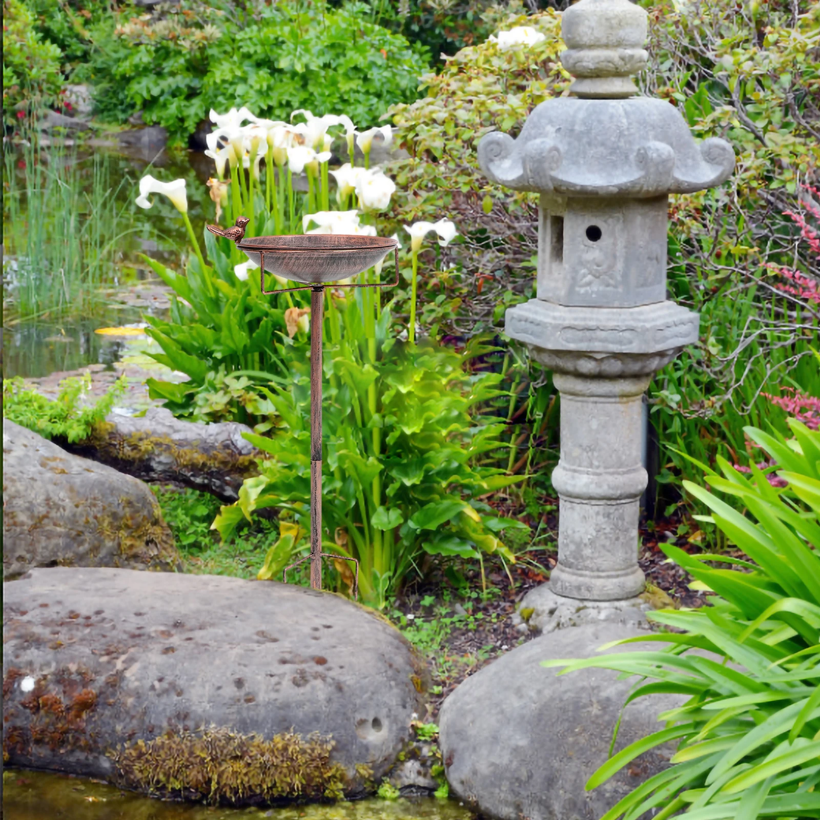 

Bird Bath Basin Insert Durable Metal Water Bowl Feeder Garden Outdoor Wild Birds Reusable Birdbath Hummingbird Pet Supplies