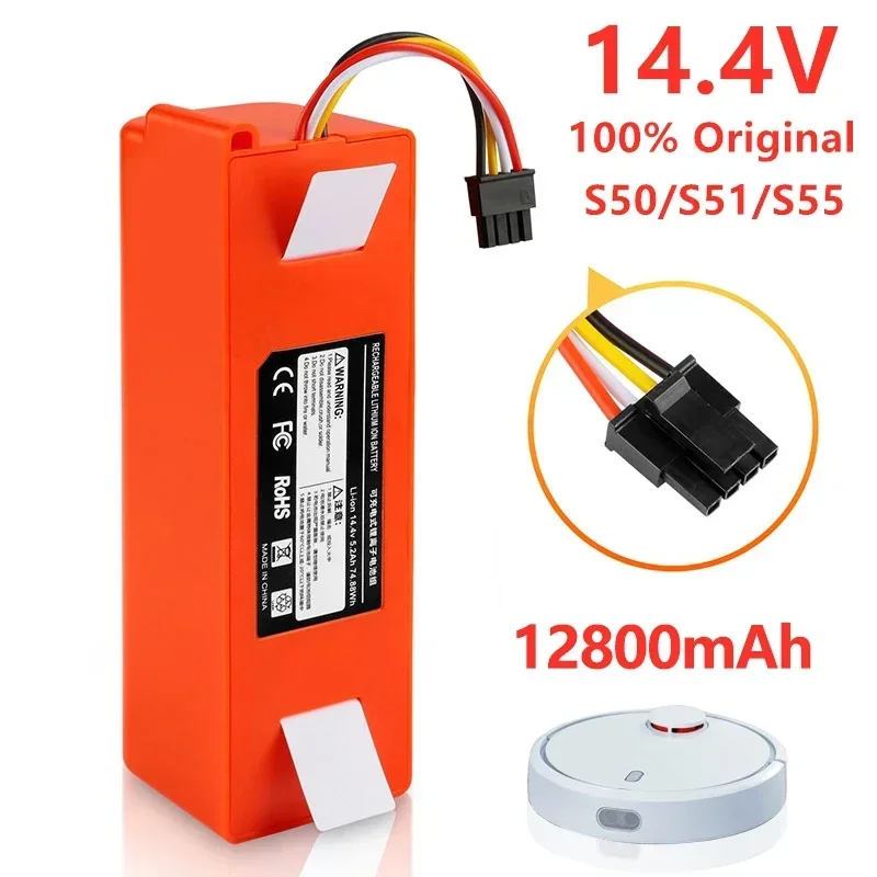 BRR-2P4S-5200S 14.4V 6500mAh Robotic Vacuum Cleaner Replacement Battery For Xiaomi Roborock S55 S50 S51 S60 S65 S5 MAX S6 Parts