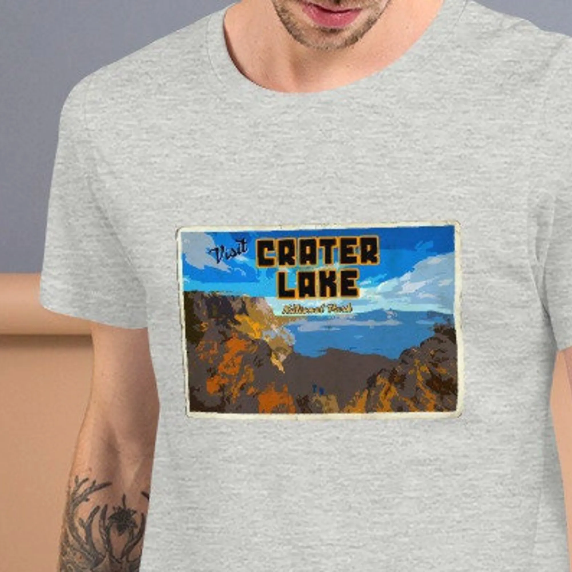 Crater Lake National Park Postcard Style T Shirt Free Shipping