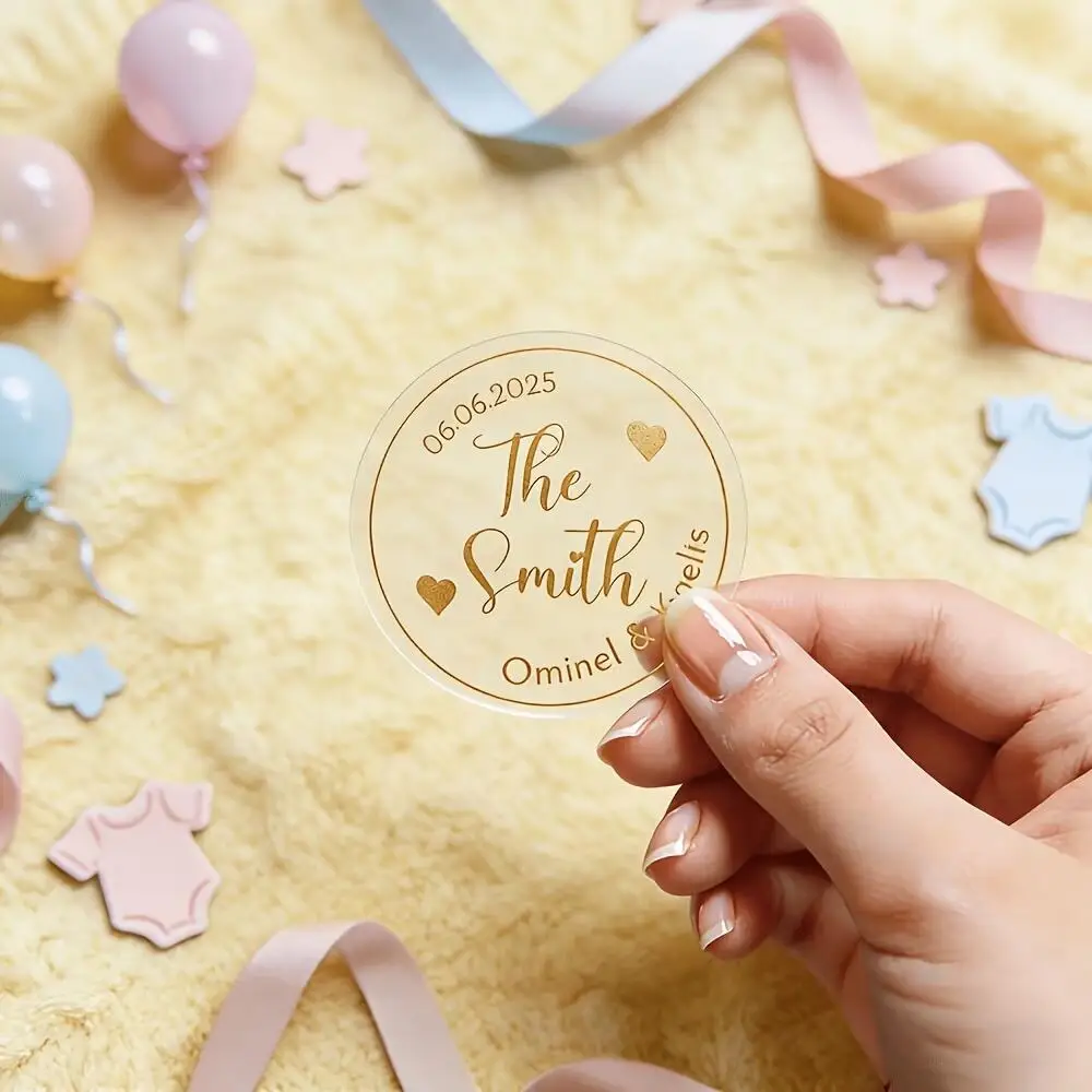 50pcs Stickers Personalized Wedding Gold Foil Gift Sticker with Name Initials Guest Thanks Favor Tags Envelope Seal Party Labels - view 3