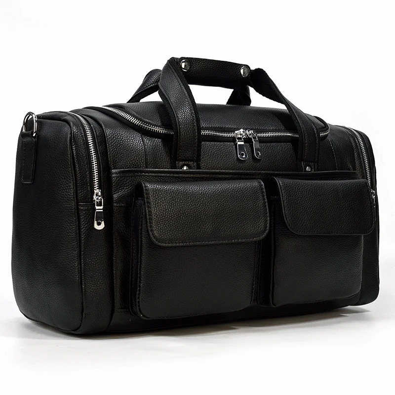 Soft Cowhide Leather Handbag Travel Duffle Overnight Tote Large Capacity Luggage Bag For Men Women Travel Shoulder Bag
