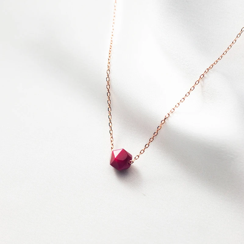 Modian Hot Sale Real 925 Sterling Silver Natural Red Crystal Necklace Pendants For Women Valentine\'s Day Sterling Silver Jewelry