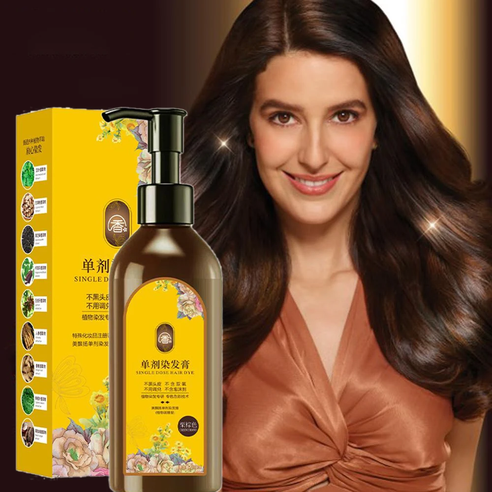 

210 мл питательный шампунь для краски для волос на растительной основе, одноразовая краска для волос с цветочным ароматом, стойкий шампунь для натуральной краски для волос