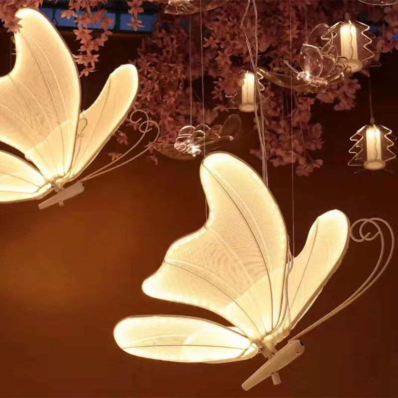 Wedding venue layout props wrought iron small butterfly street guide light ceiling light wedding stage scene decorative light