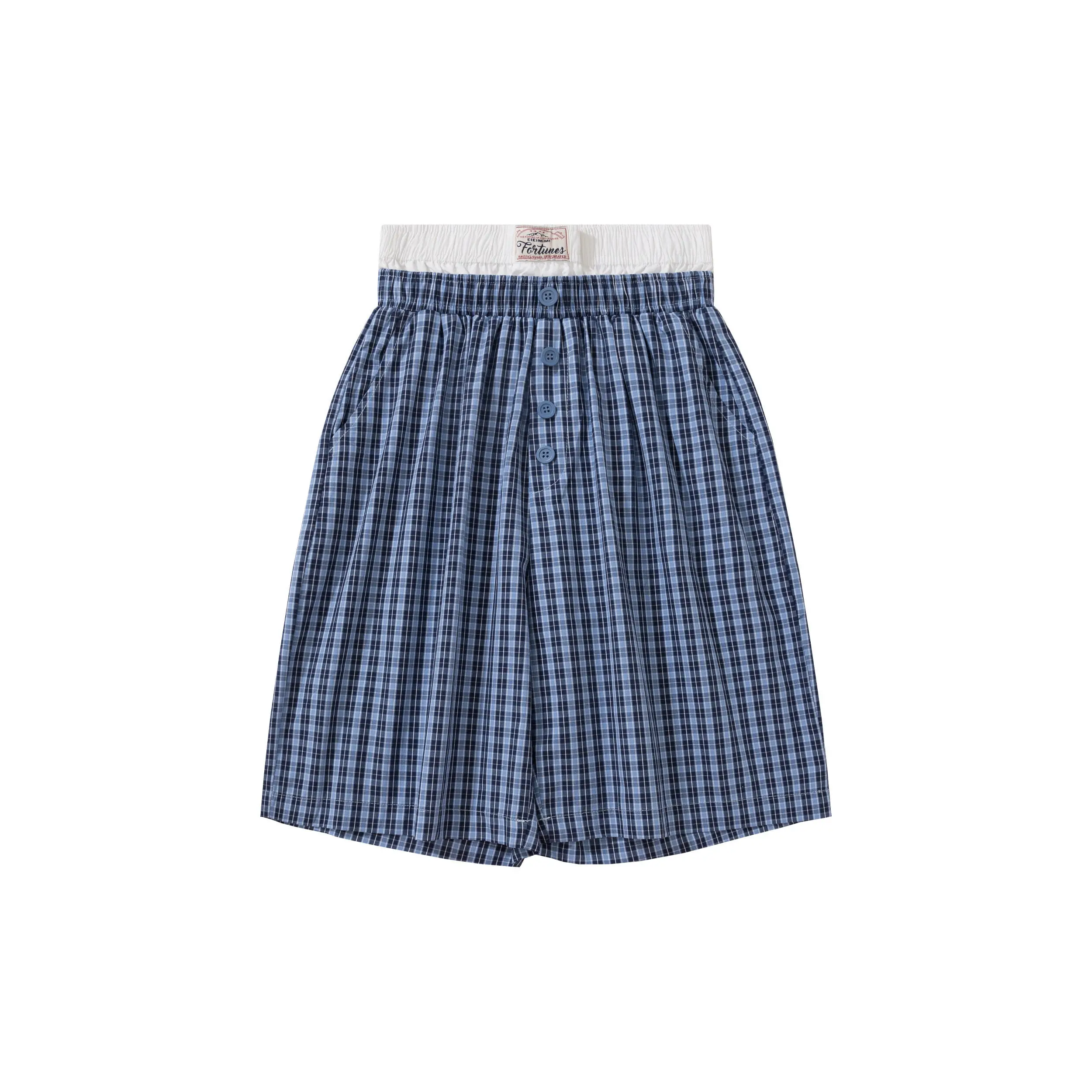 Retro American Blue Plaid Beach Five-Point Pants Men's Women's CleanFit Quick Dry Sports Casual Couple Shorts Trendy