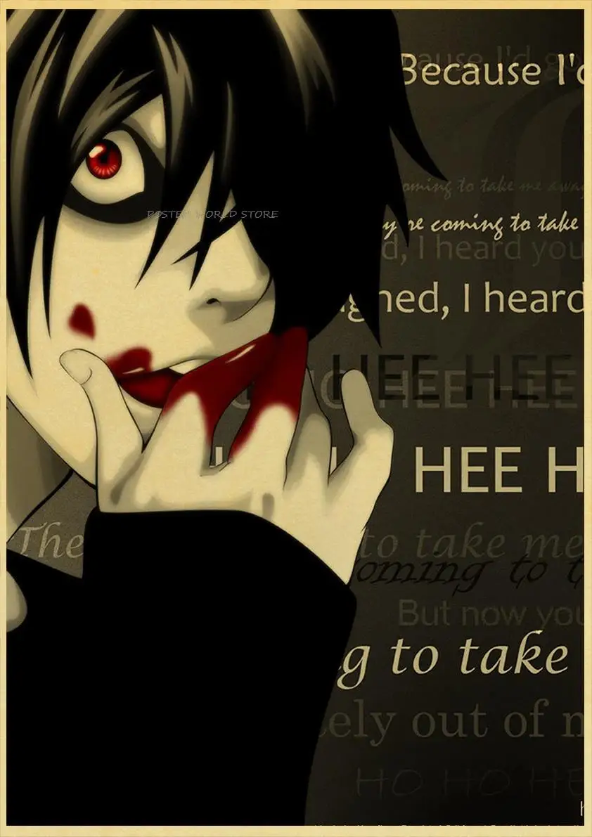 Death Note L Lawliet Anime manga Poster Kraft Paper Print Home Room Bar Cafe Decor Art Wall Painting