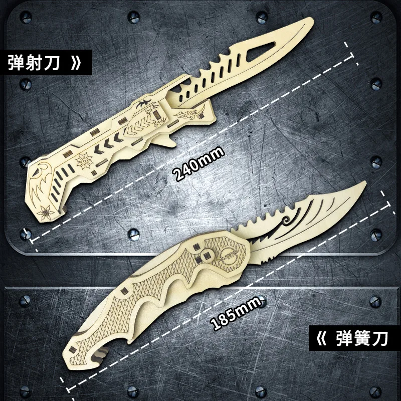 2023 New Wooden Puzzle 3D Model Butterfly Scimitar Folding Knife Wooden Karambit Handmade Diy Boys' Puzzle Toy Birthday Gift