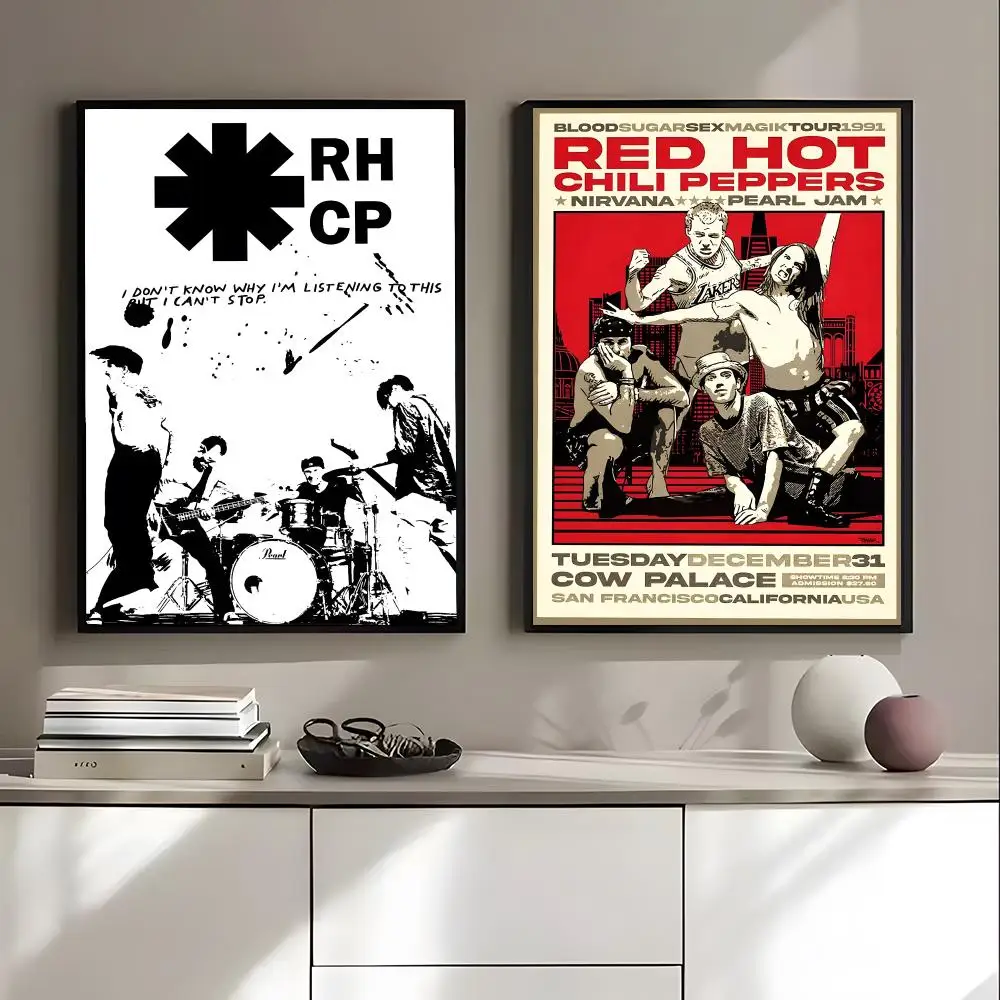 R-Red Hot C-Chili Peppers Poster HD Art Sticky Wall Waterproof Home Living Room Bedroom Bar Aesthetic Decoration