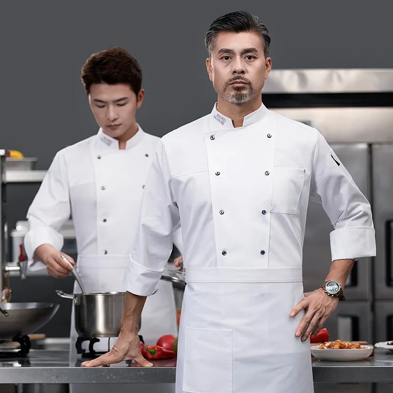 Ropa de trabajo para Chef, manga larga, Otoño Invierno, restaurante, cocina, cocina occidental, Catering, cantimplora, hornear pasteles, pan, ropa