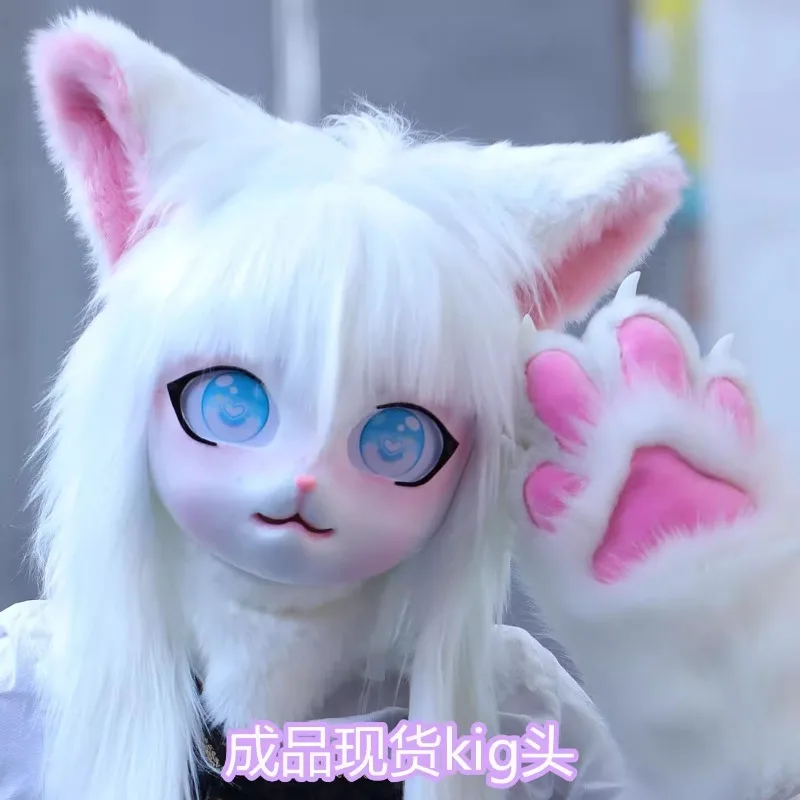 Cute Fursuit Kigurumi Headset Furry Animal Cosplay Costume Paws Kig Comiket Furries Rubbit Doll Cat Comiket Furries Doll Costume