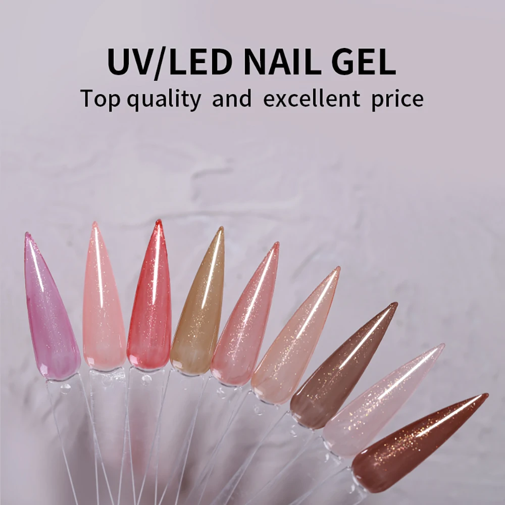 Vendeeni 9 Colors/set Transparent Glitter Gel Nail Polish UV Soak Off Sparkling Sequins Gel Varnish Lacquer For Nail Art Design