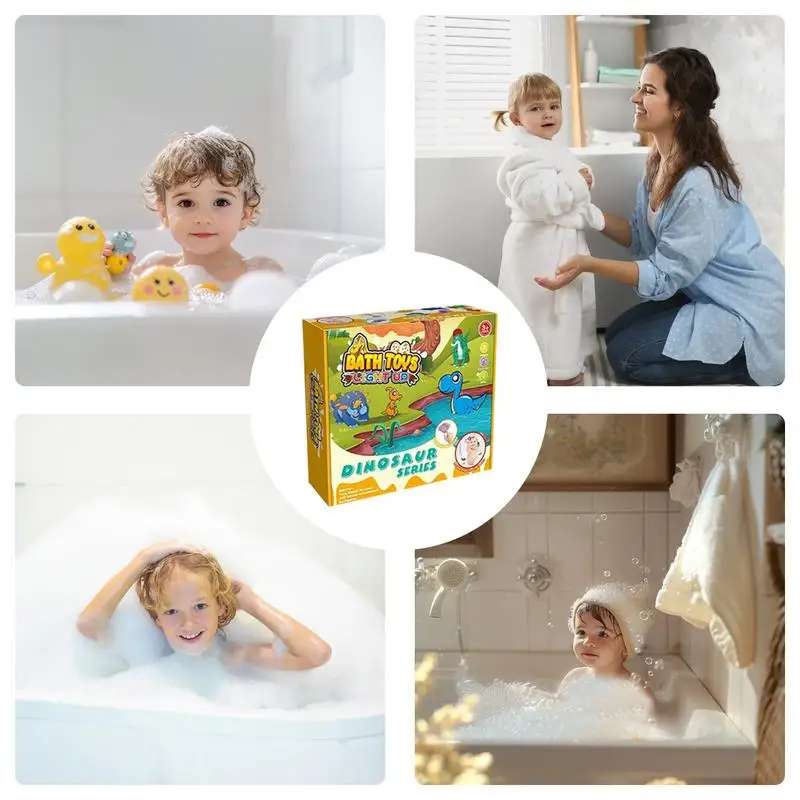 6 stks babybadje speelgoed set oplichten dinosaurus voor peuter badkamer bad zwembad speelgoed voor kinderen 1-5 jarigen jongens meisjes kraamcadeaus