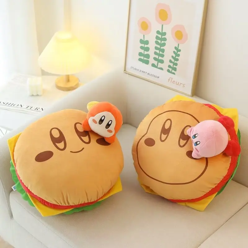 Kawaii Plush Toys Star Kirby Burger Shaped Sofa Throw Pillow Cushion Hobbies Stuffed Animals Doll Room Decorate For Kids Gifts