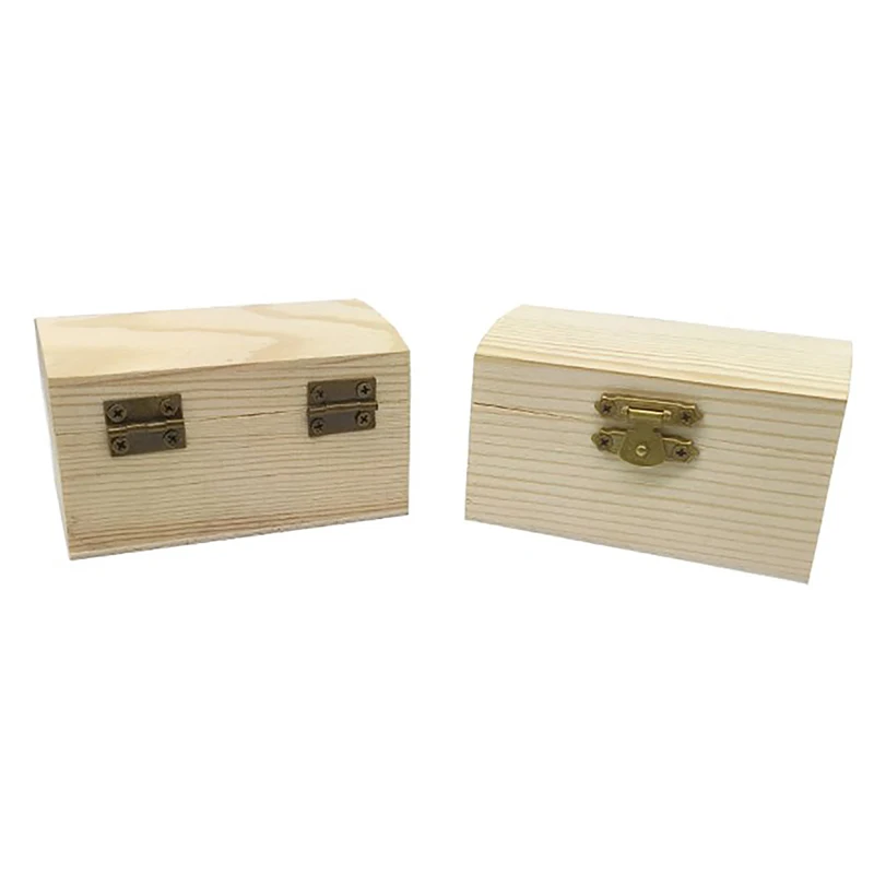 DIY Craft Wooden Jewelry Gift Box for Kids - Blank Square Shape Unfinished Pine Storage Vintage Style Purse Craft Supplies