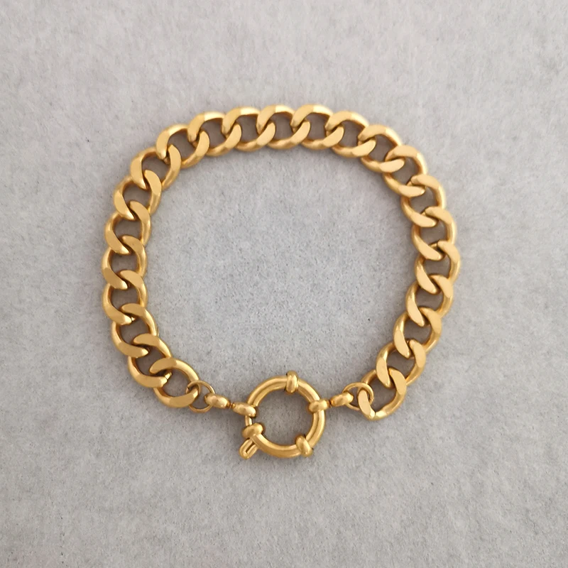 Spring Sailor Verschluss-Halskette für Damen und Herren, Choker aus Edelstahl, geometrische Paperclip-Gliederkette, Rolo-Kette, PVD-Goldfarbe, Großhandel – Detail 7