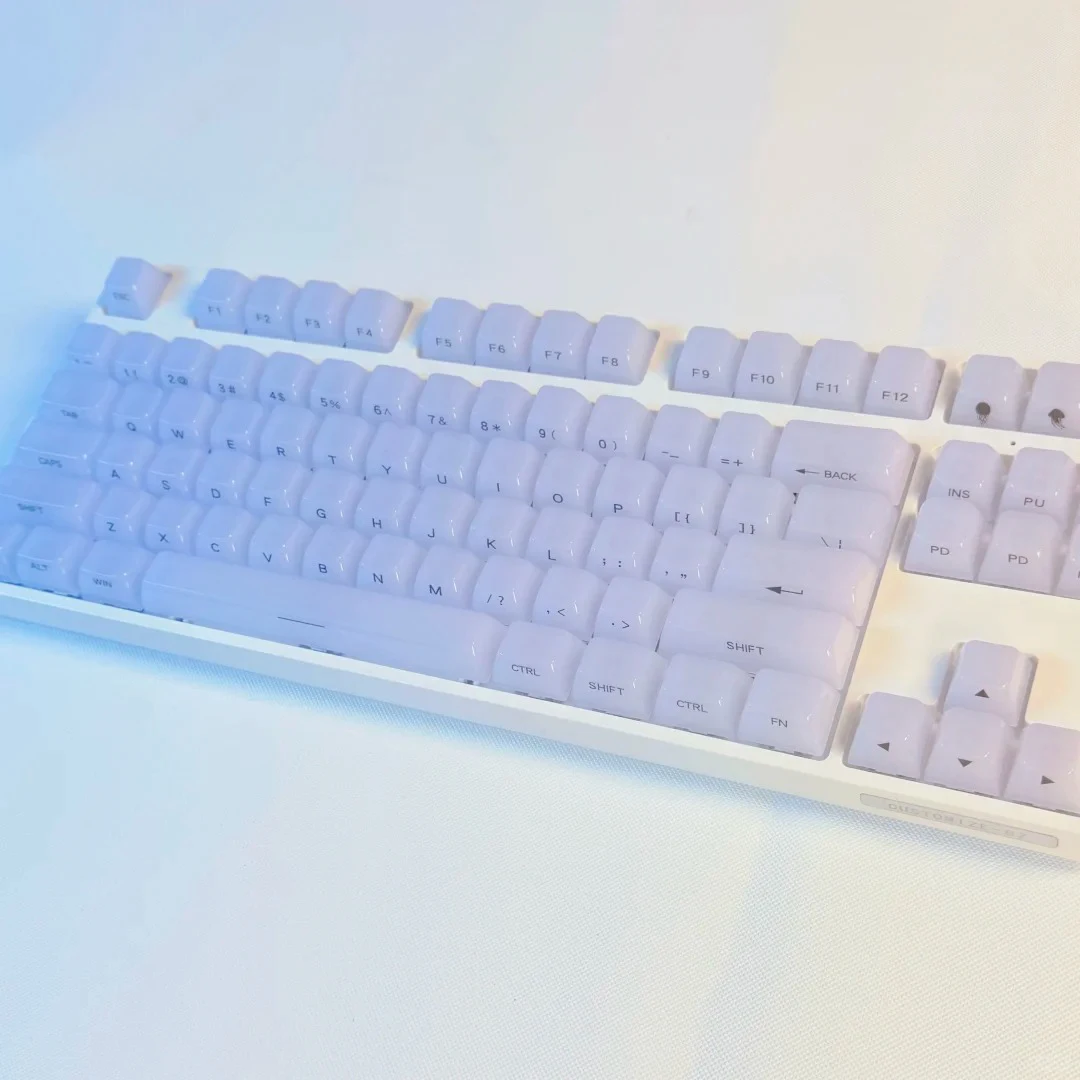 119 مفتاحًا كريميًا أبيضًا طباعة جانبية RGB أغطية مفاتيح بإضاءة خلفية MDA Profile أغطية مفاتيح كريستالية شفافة للكمبيوتر الشخصي للوحة مفاتيح MX #6