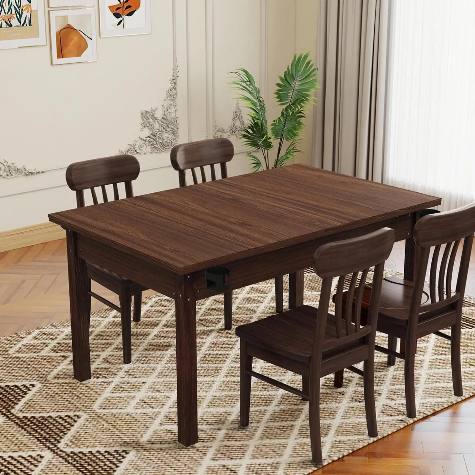 

Solid Wood Legs Removable Table Top Board Game Table 6 Adjustable Dining Furniture for House Sitting Room
