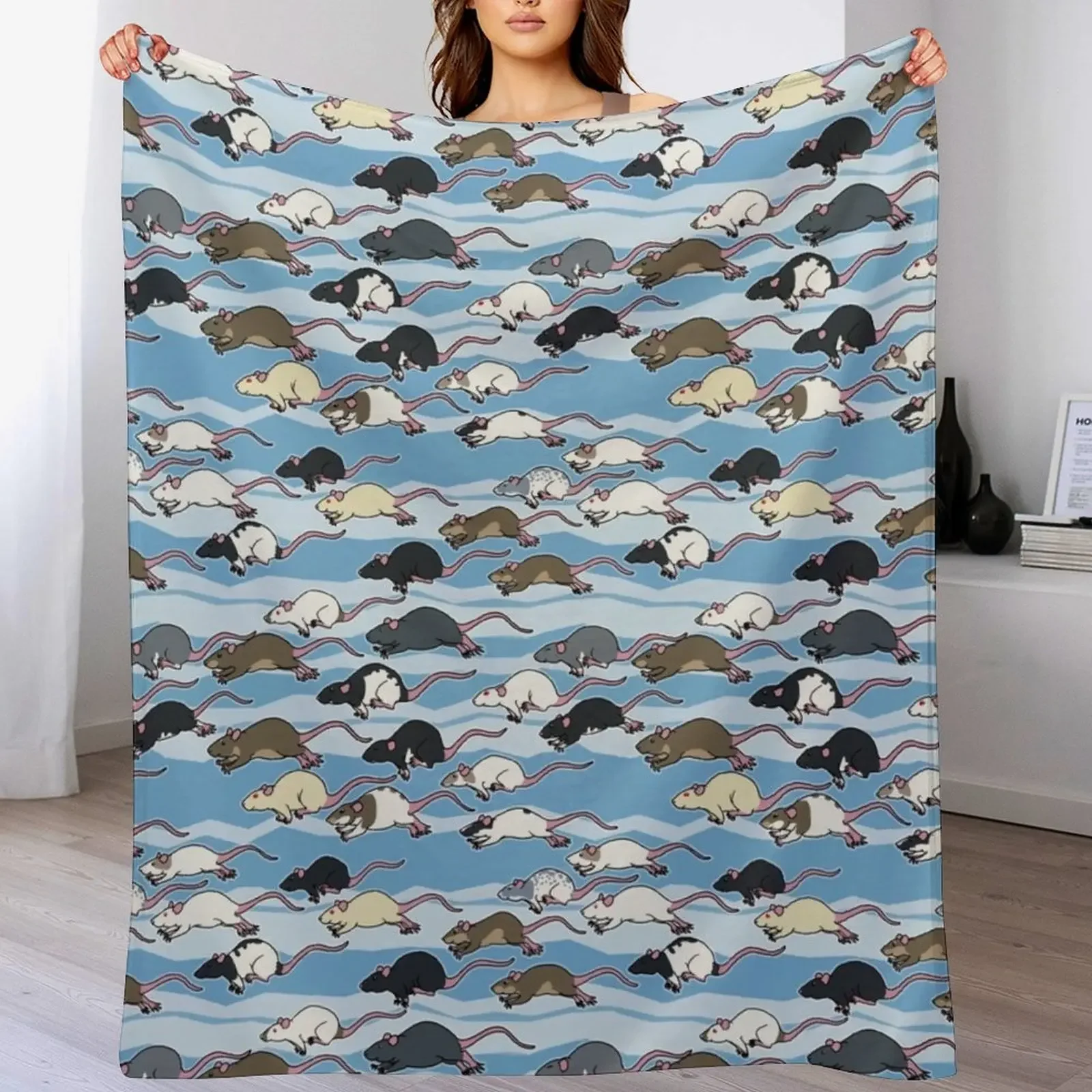 

Blue Rat Run Throw Blanket Soft Cute Plaid Soft Beds Soft Plush Plaid Blankets