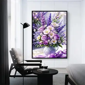 Momoart 全方鑽圓形鑽石畫玫瑰花圖案水鑽DIY花瓶馬賽克新品刺繡牆飾 8 最佳銷售 花卉鑽石畫 - №3