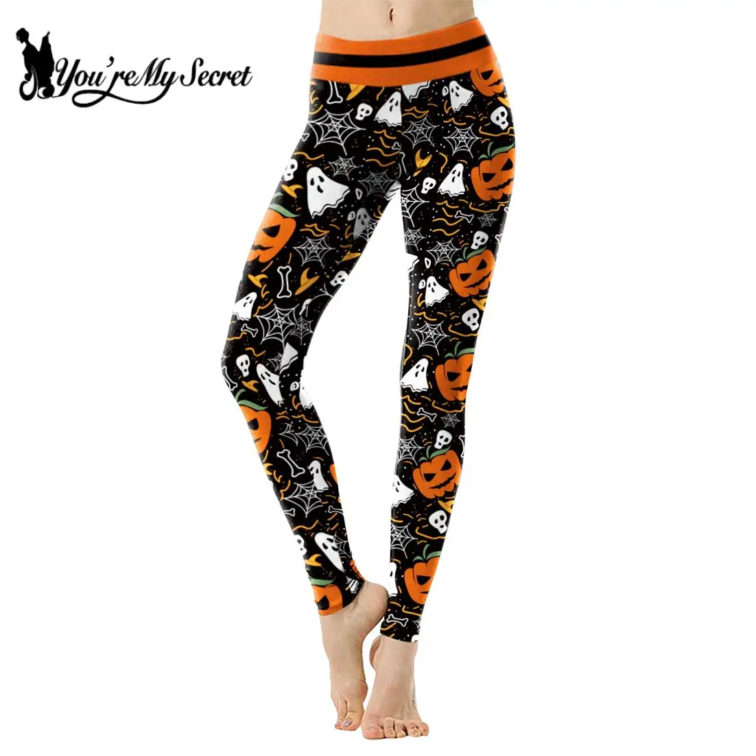 [You\'re My Secret] 2024 High Waist Women Legging Gothic Oversize Legins Pants Pumpkin Cartoon Fashion Leggings for Halloween