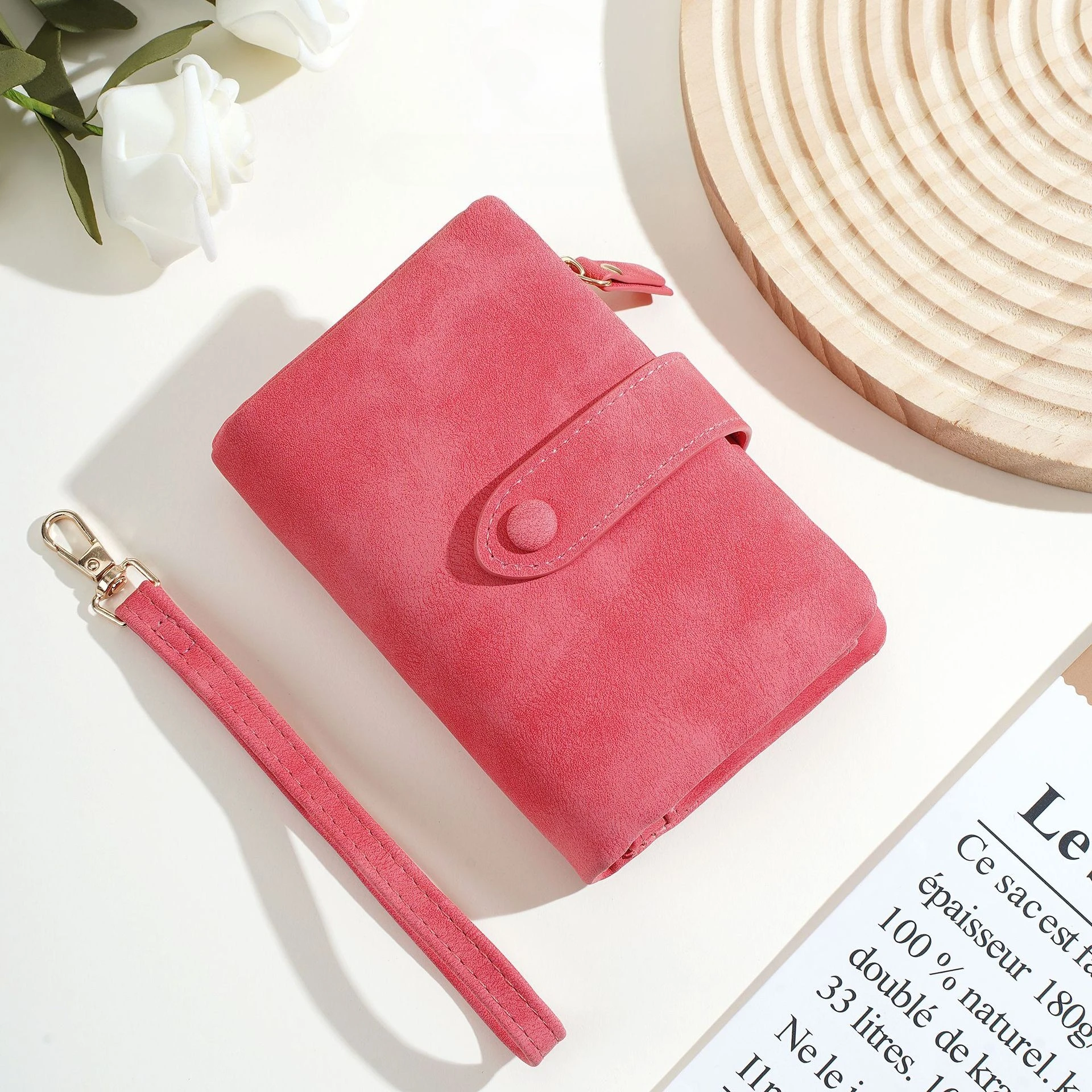 

Новый женский короткий кошелек однотонного цвета, стильная маленькая сумка для мелочи, женский кошелек на кнопке с молнией и несколькими отделениями для карт