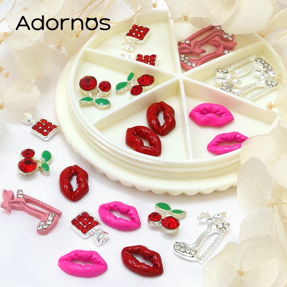 Valentines Sexy Red Lips Charms Accessories Lovely Cherry Metal Ornaments DIY Bracelet Necklace Earrings Alloy Pendants jewelery