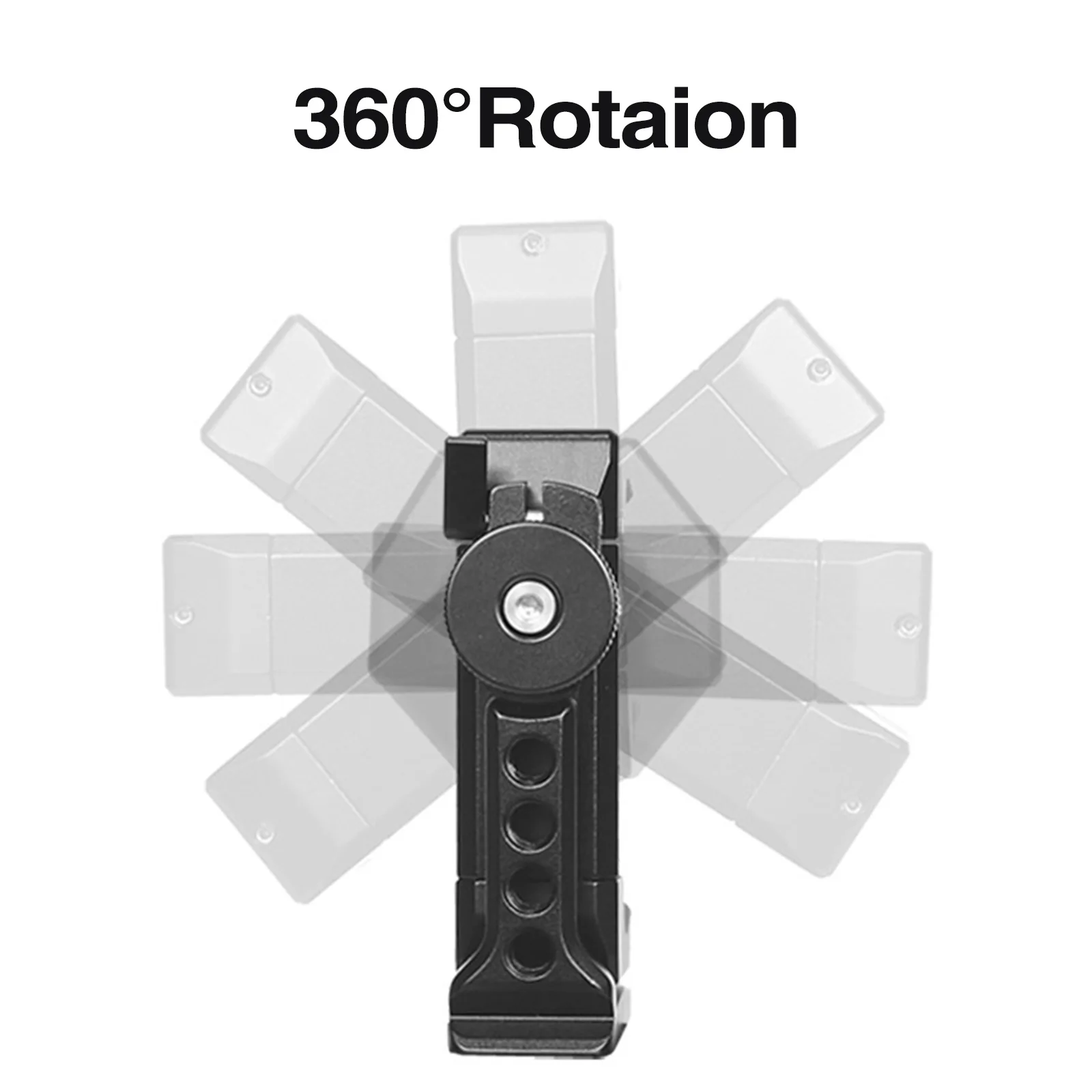 Smartphone Tripod Mount Adapter Phone Clip Holder 360 Rotation Mobile Clamp with Cold Shoe Mount for Arca-Type Plate Mic Light