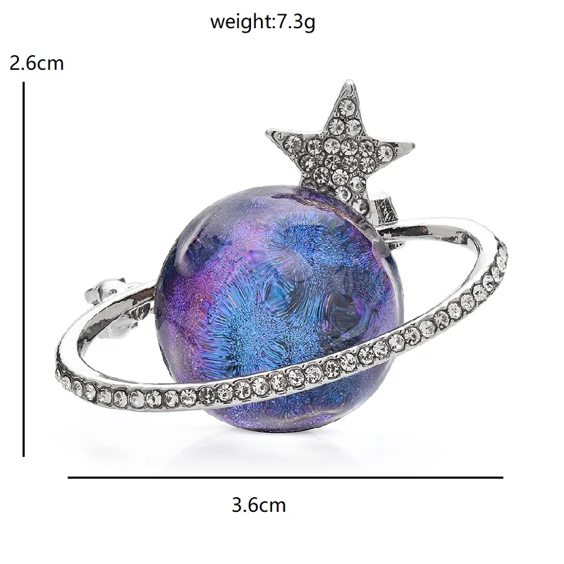 Wuli & baby الساحرة الأرض والنجمة دبابيس للنساء الرجال جميل حجر الراين الأزرق كوكب مكتب بروش دبابيس الهدايا