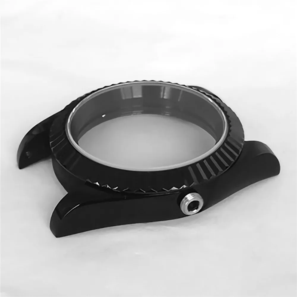 36/39mm Black Watch Case + Strap for NH35 NH36 Movement Modified Part Transparent Bottom Sapphire Glass Cases With/No Magnifier