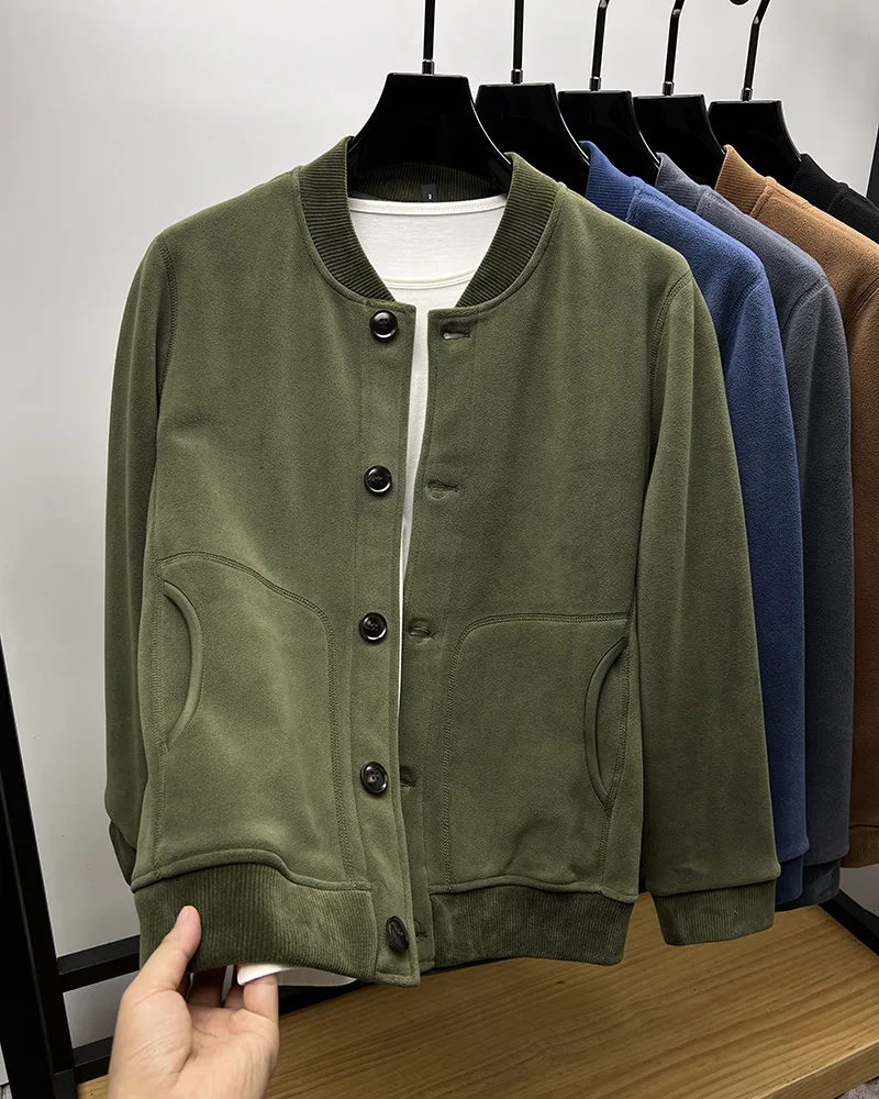 

Мужской кардиган с воротником-стойкой, однотонный, на пуговицах, осенне-зимний, новый тренд, с карманами, плюшевый, утепленный, повседневный, теплый