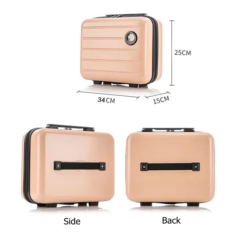 Small Daisy Retro Suitcase, Mini Portable Storage Luggage, Large Capacity, Toiletries, Cosmetic, Lightweight Make Up Cases, 15\