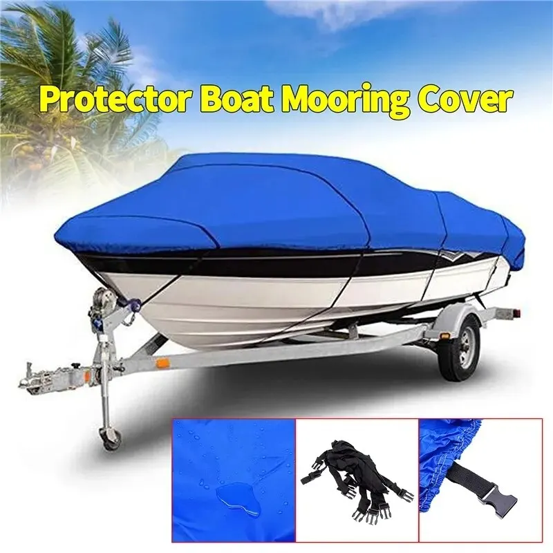 Heavy Duty Fishing Ski Boat Cover For 11-13' 14-16' 17-19' 20-22' V-Hull Waterproof Sunproof UV Protector Boat Mooring Cover